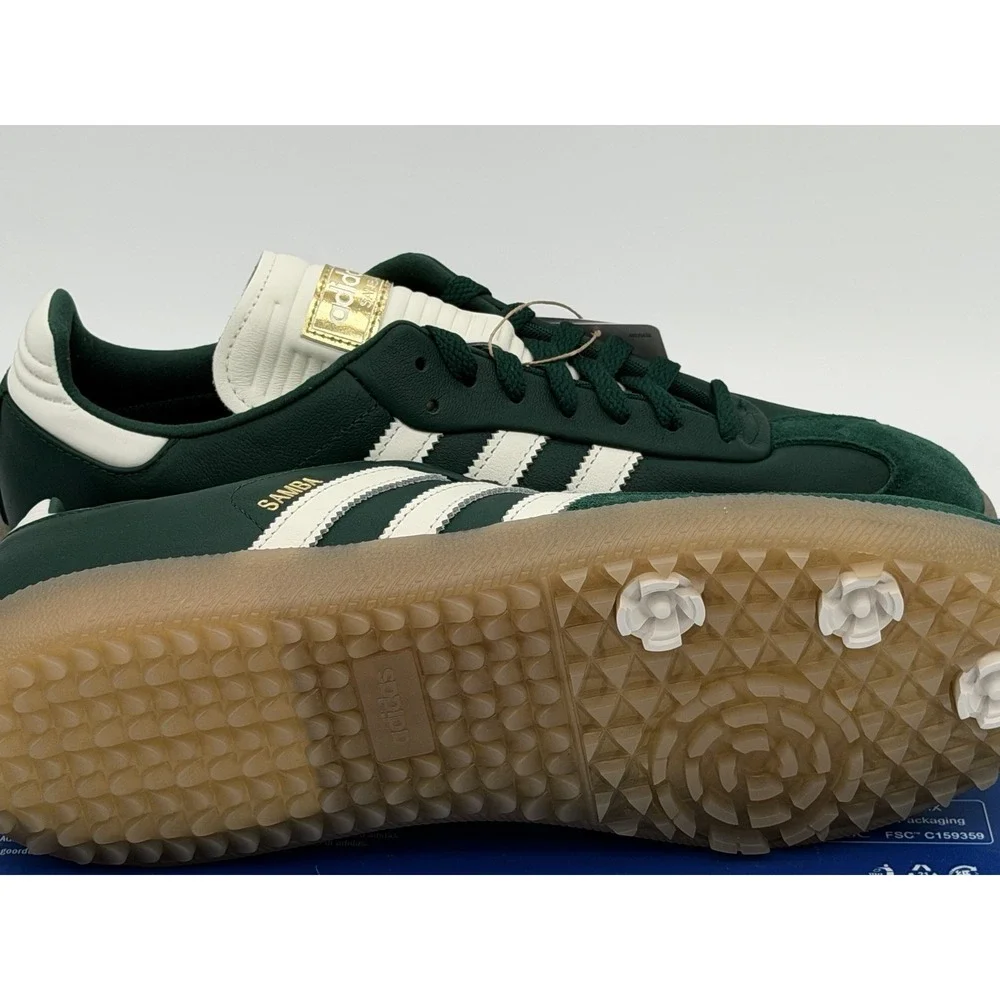 Men's Size 9.5 - Adidas Samba Spikeless Golf Collegiate Green JP8652 No Box Lid